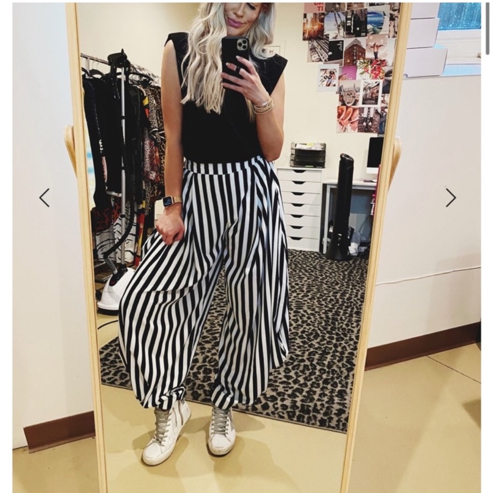DIL rare Black and White Striped balloon/parachute Pants